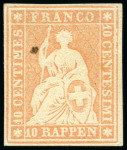 Stamp of Switzerland / Schweiz 10Rp gelb, berner Probedruck in