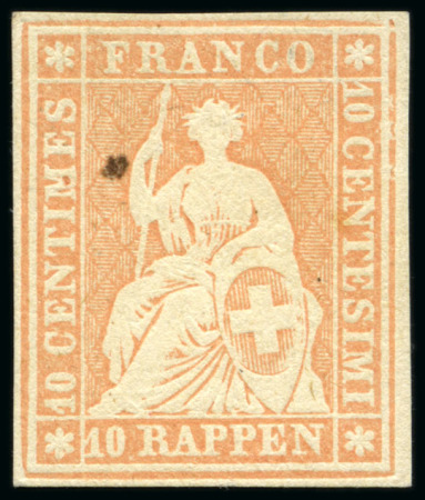 Stamp of Switzerland / Schweiz 10Rp gelb, berner Probedruck in