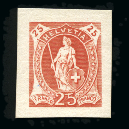 Stamp of Switzerland / Schweiz » Stehende Helvetia Einzelabzug von Urstich auf Karton