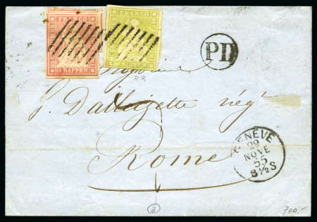 Stamp of Switzerland / Schweiz » Sitzende Helvetia Ungezähnt » Münchner Druck, 1. Auflage 40Rp blassgelbgrün