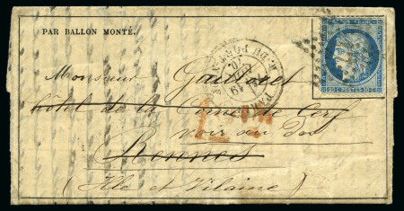 Stamp of France » Guerre de 1870-1871 Lot de 4 ballons dont L'ARCHIMEDE Gazette des Abse