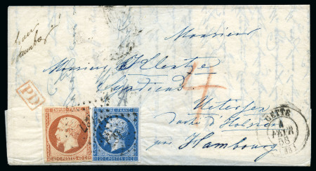 Stamp of France 1858-60, Trois lettres avec Empire ND