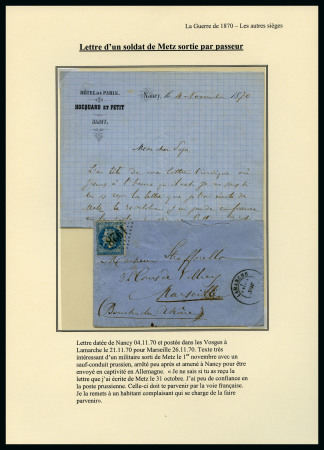 Stamp of France » Guerre de 1870-1871 Collection spécialisée sur le SIEGE DE METZ
