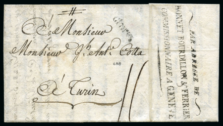 Stamp of Switzerland / Schweiz » Vorphilatelie 1793 Falbrief aus Lyon nach Turin, forwarded-Brief