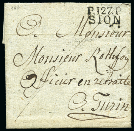 Stamp of Switzerland / Schweiz » Vorphilatelie 1811 Faltbrief mit Inhalt von Sitten nach Torino