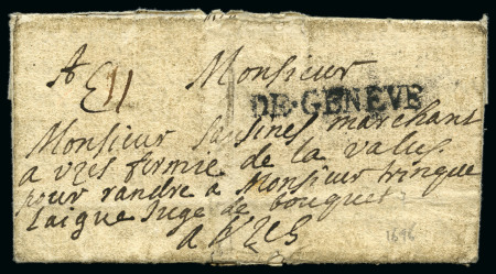 Stamp of Switzerland / Schweiz » Vorphilatelie 1696 Faltbrief mit Inhalt nach Arles (Frankreich)