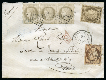 Stamp of Palestine and Holy Land » Palestine French Levant Offices CONSTANTINOPLE Lettre pour Paris