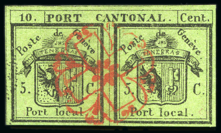 Stamp of Switzerland / Schweiz » Kantonalmarken » Genf Doppelgenf, farbfrisches und breitrandiges Stück