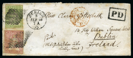 Stamp of Switzerland / Schweiz » Sitzende Helvetia Ungezähnt » 1854-55 Berner Druck (I) 15Rp karminrosa zusammen mit Berner Druck II 40Rp