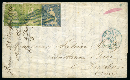 Stamp of Switzerland / Schweiz » Sitzende Helvetia Ungezähnt » Münchner Druck, 2. Auflage 40Rp grün (2) und 10Rp blau