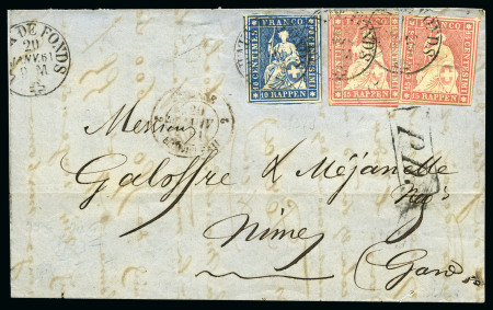 Stamp of Switzerland / Schweiz » Sitzende Helvetia Ungezähnt » 1857-62 Berner Druck, Dickes Papier 15Rp rosa und 10Rp blau (2)