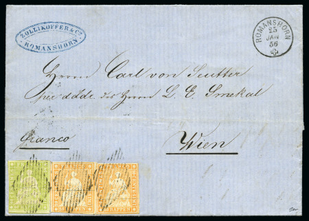Stamp of Switzerland / Schweiz » Sitzende Helvetia Ungezähnt » Münchner Druck, 1. Auflage 40Rp blassgelbgrün und Berner Druck I 20Rp orange