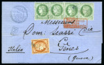Stamp of Palestine and Holy Land » Palestine French Levant Offices CAVALLE Lettre de Cavalle pour Gênes