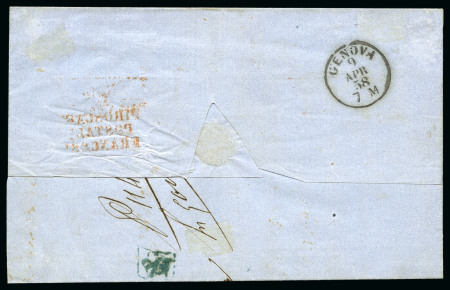 Stamp of Palestine and Holy Land » Palestine French Levant Offices RHODES Lettre affranchie à 2F pour Gênes