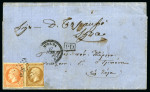 Stamp of Palestine and Holy Land » Palestine French Levant Offices MERSINA Lettre pour Syros avec 10c (touché) +40c