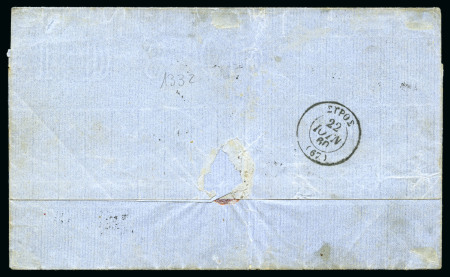 Stamp of Palestine and Holy Land » Palestine French Levant Offices MERSINA Lettre pour Syros avec 10c (touché) +40c