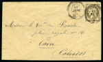 Stamp of Palestine and Holy Land » Palestine French Levant Offices JAFFA Lettre pour Caen avec 30c Cérès obl.