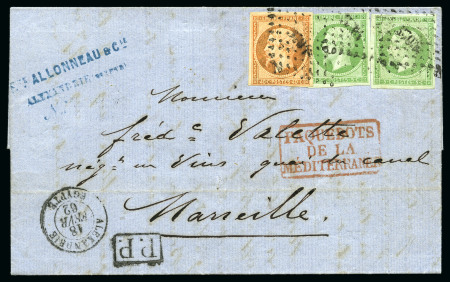 Stamp of Palestine and Holy Land » Palestine French Levant Offices ALEXANDRIE Lettre pour Marseille avec deux 5c +40c