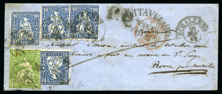 Stamp of Switzerland / Schweiz » Sitzende Helvetia Ungezähnt » Frankaturen 1859-62, Fünf Strubelbriefe an der Kirchenstaat