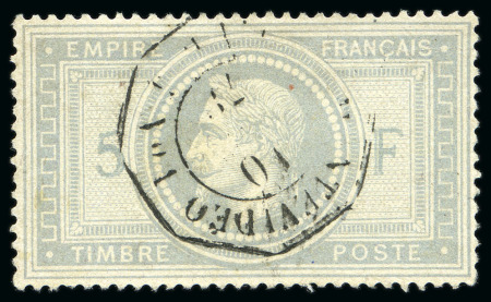 Stamp of France 5F Empire, oblitéré càd Montevideo Paq Fr