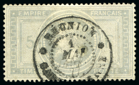 Stamp of France 5F Empire, oblitéré càd Réunion 1 mai 77