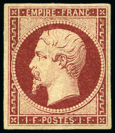 Stamp of France 1F carmin Empire non dentelé, neuf avec gomme