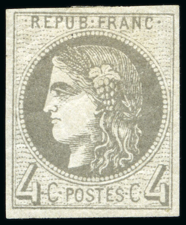 Stamp of France 1870 Bordeaux 4c gris noir, neuf avec gomme