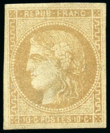Stamp of France 1870 Bordeaux 10c bistre verdâtre