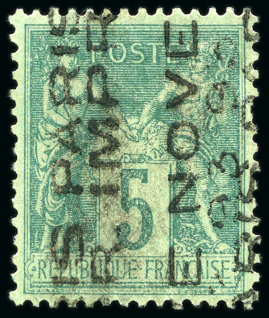 Stamp of France » Préoblitérés 1893 5c gris, Surcharge 5 lignes, pd, signé A.Brun
