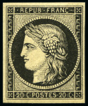 Stamp of France 1849 20c noir sur jaune et 20c noir sur blanc