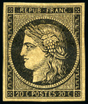 Stamp of France 1849 20c noir sur jaune et 20c noir sur blanc