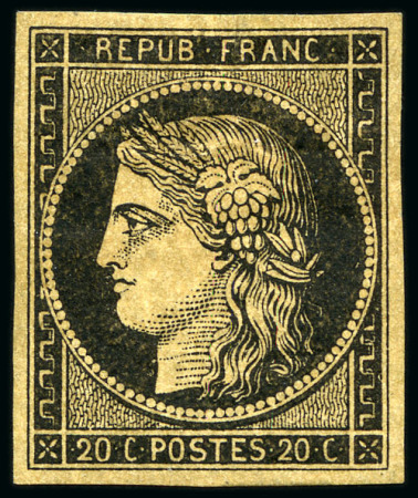 Stamp of France 1849 20c noir sur jaune et 20c noir sur blanc