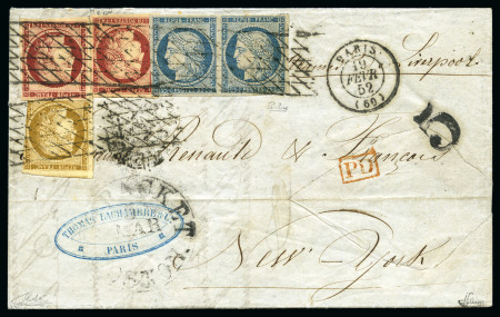 Stamp of France 1849 Cérès 1F (x2) +25c (paire) +10c