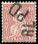 Stamp of Switzerland / Schweiz » Sitzende Helvetia Gezaehnt » Briefmarken 1867-1878 Partie mit besonderen Abstempelungen, Zwergstempel