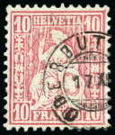 Stamp of Switzerland / Schweiz » Sitzende Helvetia Gezaehnt » Briefmarken 1867-1878 Partie mit besonderen Abstempelungen, Zwergstempel
