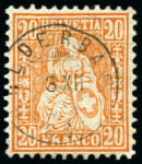 Stamp of Switzerland / Schweiz » Sitzende Helvetia Gezaehnt » Briefmarken 1867-1878 Partie mit besonderen Abstempelungen, Zwergstempel