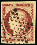 Stamp of France 1849 1F carmin, 4 exemplaires avec 4 oblitérations