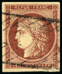 Stamp of France 1849 1F carmin, 4 exemplaires avec 4 oblitérations