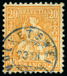 Stamp of Switzerland / Schweiz » Sitzende Helvetia Gezaehnt » Briefmarken 1867-1878 Partie mit besonderen Abstempelungen, Zwergstempel