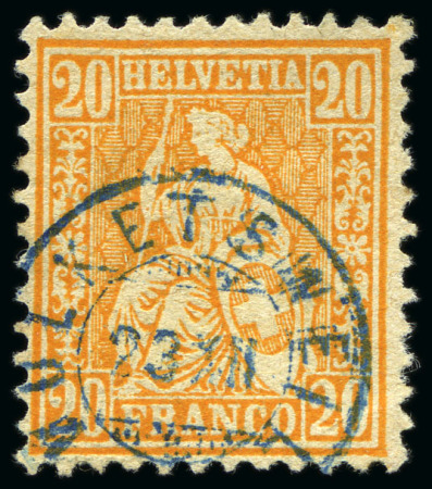 Stamp of Switzerland / Schweiz » Sitzende Helvetia Gezaehnt » Briefmarken 1867-1878 Partie mit besonderen Abstempelungen, Zwergstempel