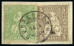 Stamp of Switzerland / Schweiz » Sitzende Helvetia Gezaehnt » Briefmarken 1867-1878 Partie mit besonderen Abstempelungen, Zwergstempel
