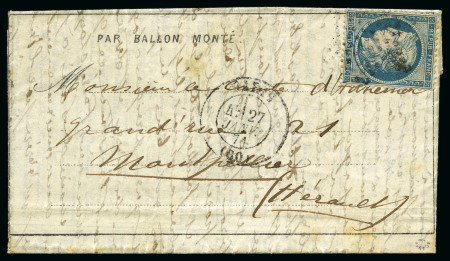 Stamp of France » Guerre de 1870-1871 LE GENERAL CAMBRONNE DEPECHE-BALLON n°24