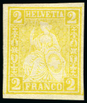 Stamp of Switzerland / Schweiz » Sitzende Helvetia Gezaehnt » Probe Farbprobe 2C ohne Wasserzeichen, ungezähnt