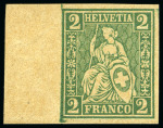 Stamp of Switzerland / Schweiz » Sitzende Helvetia Gezaehnt » Probe Farbprobe 2C ohne Wasserzeichen, ungezähnt