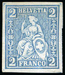 Stamp of Switzerland / Schweiz » Sitzende Helvetia Gezaehnt » Probe Farbprobe 2C ohne Wasserzeichen, ungezähnt
