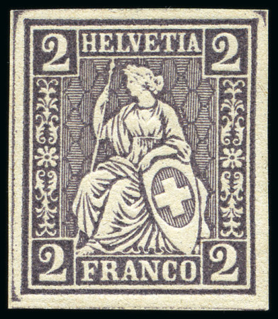 Stamp of Switzerland / Schweiz » Sitzende Helvetia Gezaehnt » Probe Farbprobe 2C ohne Wasserzeichen, ungezähnt