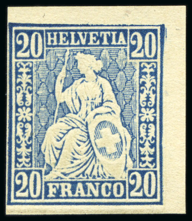 Stamp of Switzerland / Schweiz » Sitzende Helvetia Gezaehnt » Probe Farbprobe 20C ohne Wasserzeichen, ungezähnt