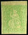 Stamp of Switzerland / Schweiz » Sitzende Helvetia Gezaehnt » Probe Papierprobe und Farbprobe: 25C grün