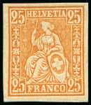 Stamp of Switzerland / Schweiz » Sitzende Helvetia Gezaehnt » Probe Papierprobe und Farbprobe: 25C grün