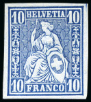 Stamp of Switzerland / Schweiz » Sitzende Helvetia Gezaehnt » Probe Papierprobe und Farbprobe: 5C Schwarz-braun